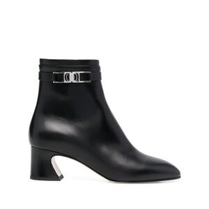 Ferragamo Vara Chain Leather Ankle Boots